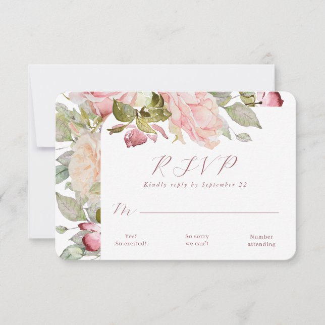 Bröllop OSA för rosa Blommigt Kort (Framsida)