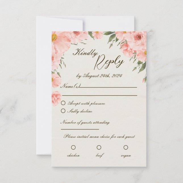 Bröllop OSA för rosa Watercolor Flowers (Framsida)