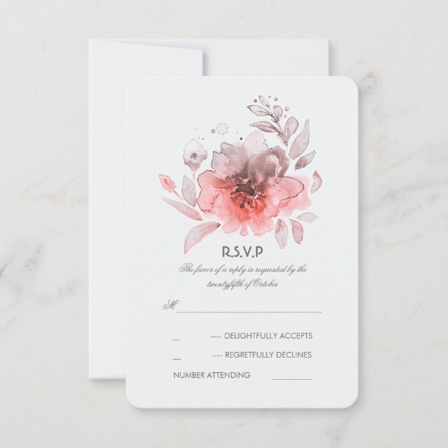 Bröllop OSA för rosa Watercolor Flowers (Framsida)