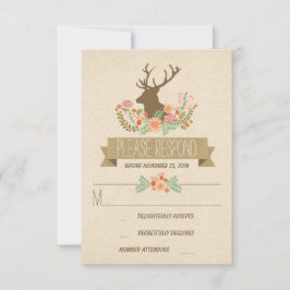 Bröllop OSA för Rustic hjort Kort