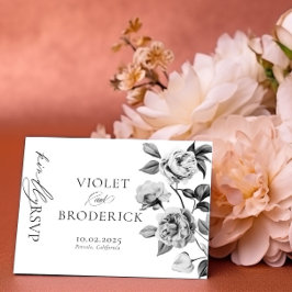 Bröllop OSA för svartvitt-Blommigt Vykort