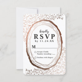 Bröllop OSA för trässkiva, rustik kopparfolie, hös Kort