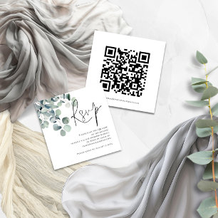 Bröllop OSA för vattenfärg Eucalyptus Script QR-ko Tilläggskort