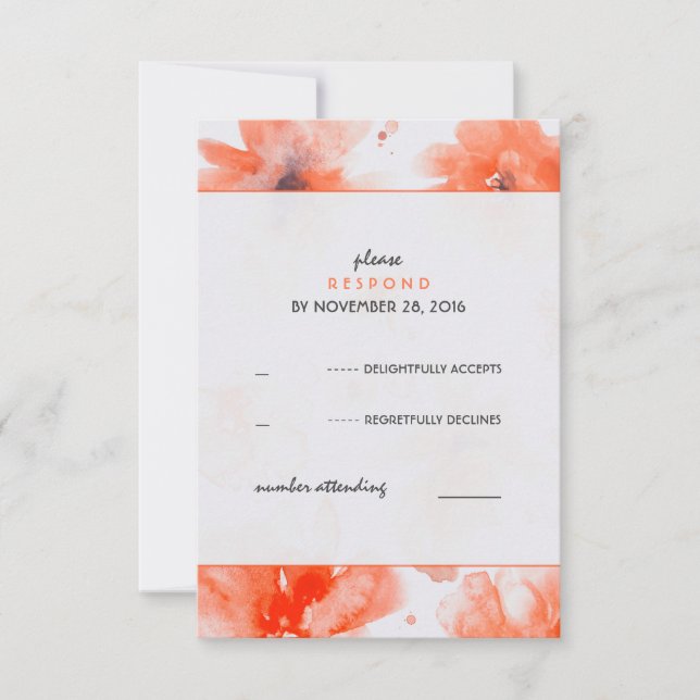 Bröllop OSA för vattenfärgsblommor, Contemporary Kort (Framsida)