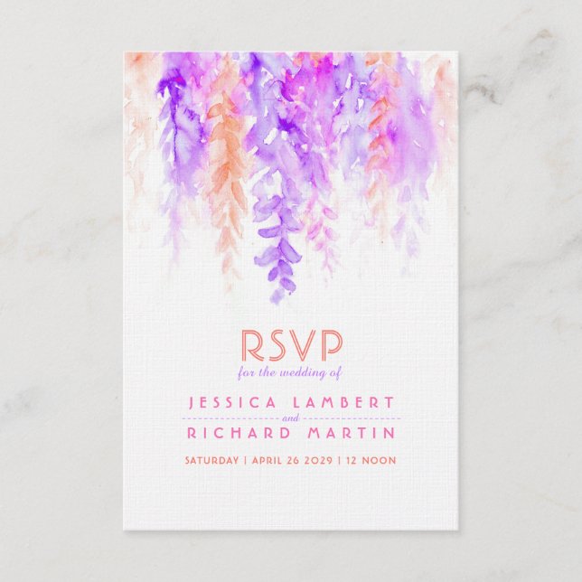 Bröllop OSA för vattenfärgsöverlappande lila orang (Framsida)