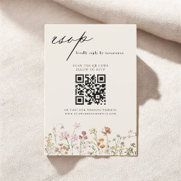 Bröllop OSA för WildblomBoho QR-kod Inbjudningar