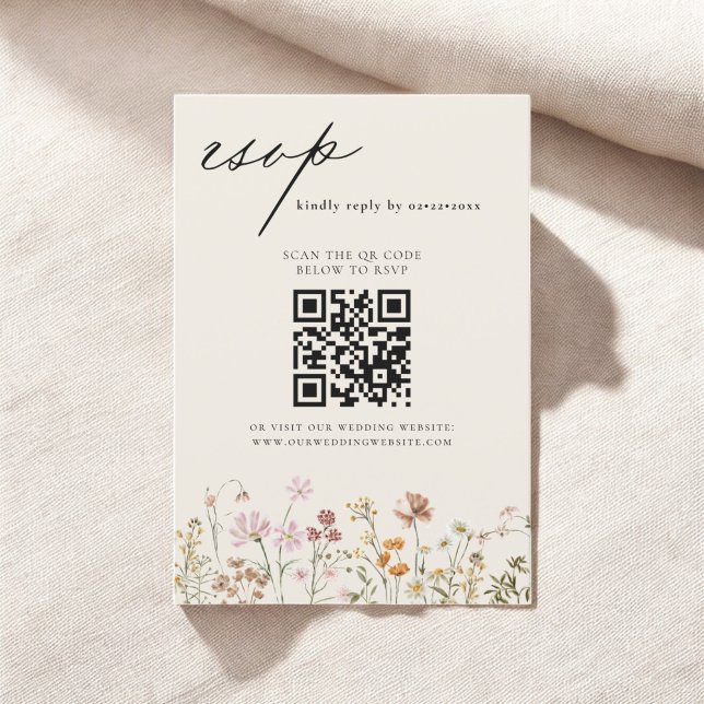 Bröllop OSA för WildblomBoho QR-kod Inbjudningar (Skapare uppladdad)