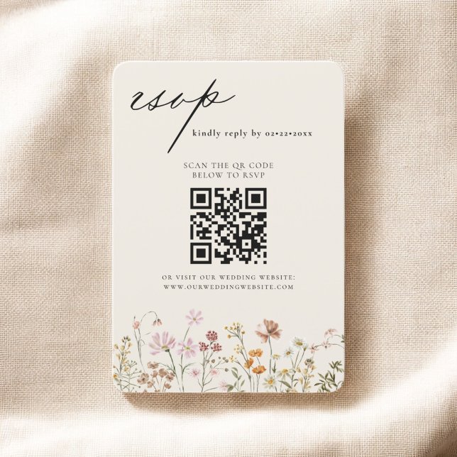 Bröllop OSA för WildblomBoho QR-kod Inbjudningar (Skapare uppladdad)