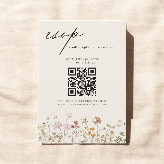 Bröllop OSA för WildblomBoho QR-kod Inbjudningar (Skapare uppladdad)