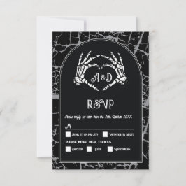 Bröllop OSA Gothic Halloween Skeleton Händer Heart Inbjudningar