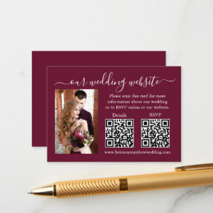Bröllop OSA Information Photo 2 QR Burgundy Tilläggskort