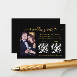 Bröllop OSA Information Photo 2 QR Guld Black Tilläggskort
