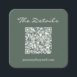 Bröllop OSA Information QR-Mörk - Sage Square Tilläggskort<br><div class="desc">QR-tilläggskort för QR-kodhölje i Bröllop i Grönten Mörk Sage</div>