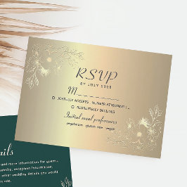 Bröllop OSA-kort för elegant Blommigt Guld OSA Kort