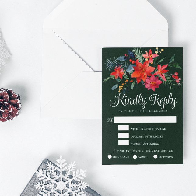 Bröllop OSA-kort för elegantens Blommigt-Grönt OSA Kort (Skapare uppladdad)