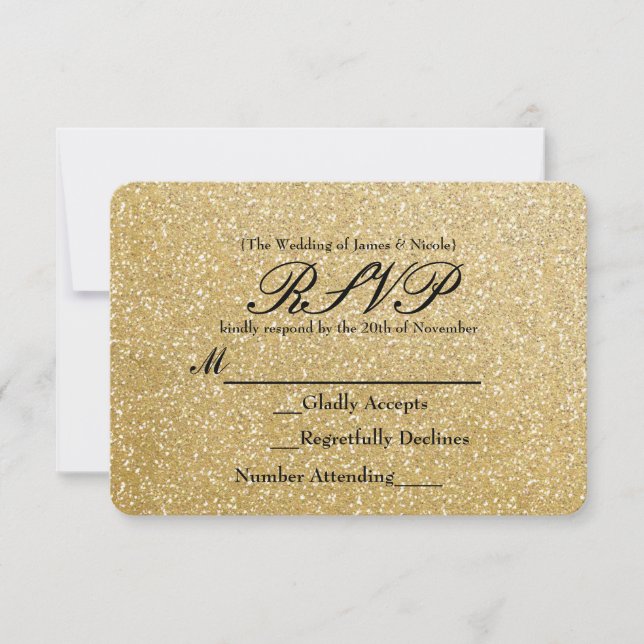 Bröllop OSA-kort för Gnistra guld Glitter OSA Kort (Framsida)