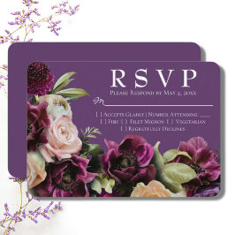 Bröllop OSA-kort för mörk Lavender Vintage Blommig OSA Kort
