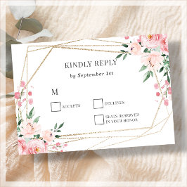 Bröllop OSA-kort för Rosa Blommigt OSA Kort