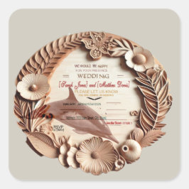 bröllop OSA-kort Fyrkantigt Klistermärke