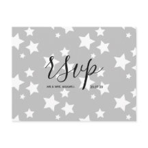 Bröllop OSA-kort | Grått Stars-skript vykort