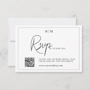 Bröllop OSA kort, monogram osa med QR-kod Kort