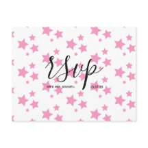 Bröllop OSA-kort | Rosa Stars-skript vykort