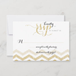 Bröllop OSA-kortet Guld Glamor Chevron Glitter OSA Kort