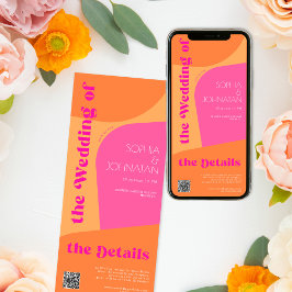 Bröllop OSA om abstrakt för rosa av Retro-orange Inbjudningar