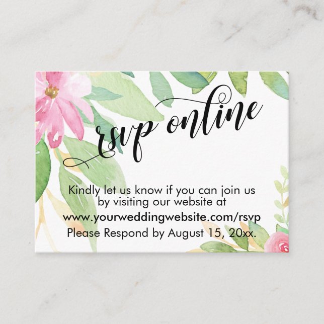 Bröllop OSA Online Elegant Typografi & Flowers Tilläggskort (Framsida)