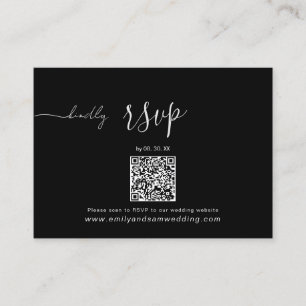 Bröllop OSA Pack QR-kod Minimalistisk svart Visitkort