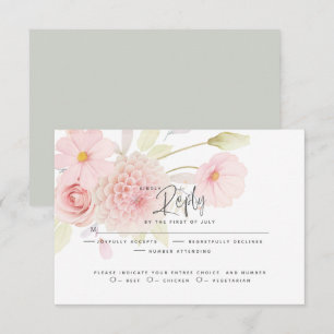 Bröllop OSA Pastel Rosa Flowers Kort