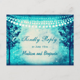 Bröllop OSA POSTCARDS FÖR Aqua Träd String Ljus Inbjudan Vykort