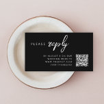 Bröllop OSA | QR Code Modern Snyggt Black Tilläggskort<br><div class="desc">Ett enkelt bröllop-kort för OSA på en snyggt webbplats i ett modernt, minimalistiskt utformat stil med en klassisk typografi och en chic som är sofistikerad på en svart bakgrund. Texten kan enkelt vara personlig med namn, bröllop webbplats, skannerbar QR-kod och ett unikt bröllop-format som kan ge dina vänner och din...</div>