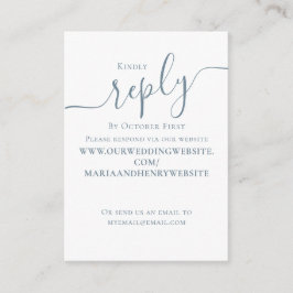 Bröllop OSA QR-kod - enkel Dusty Blue Tilläggskort