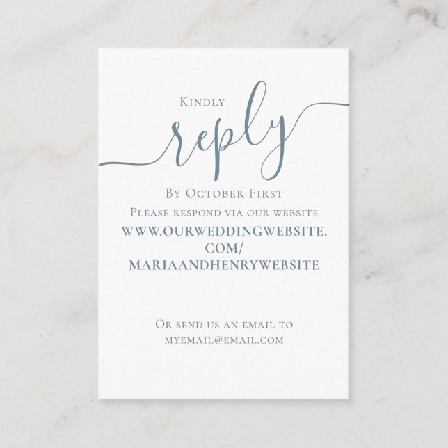 Bröllop OSA QR-kod - enkel Dusty Blue Tilläggskort (Framsida)