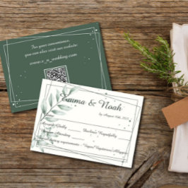 Bröllop OSA Response Card Romantic Grönt Löv