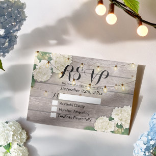 Bröllop OSA Rustic Wood Hydrangea String Ljus Kort