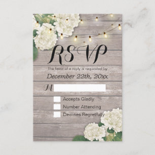 Bröllop OSA Rustic Wood Hydrangea String Ljus Kort