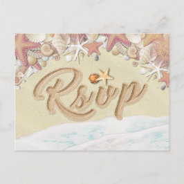 Bröllop OSA Summer Sandy Beach Starfish Seashell Inbjudan Vykort