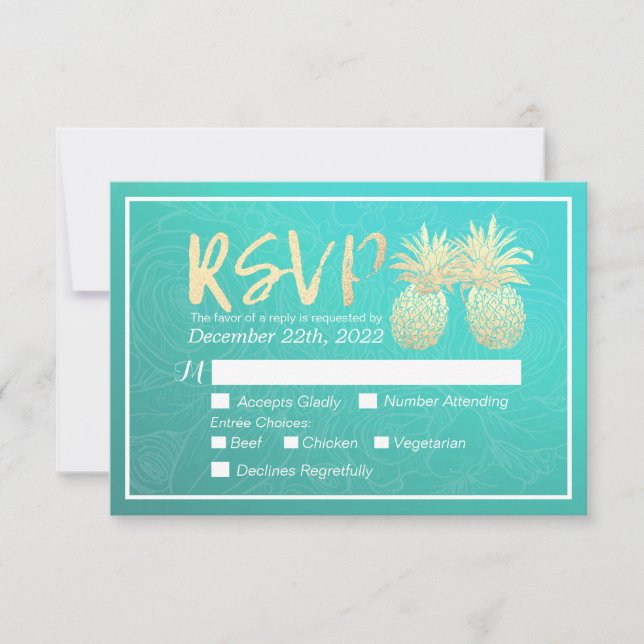 Bröllop OSA Svara Guld ananas par Teal Ro (Framsida)