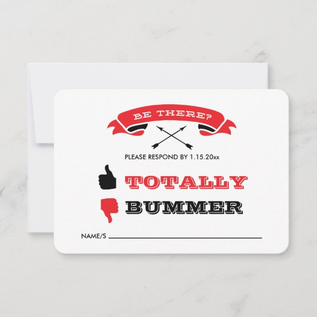 Bröllop OSA - svart och röd Kort (Framsida)