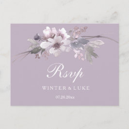 Bröllop OSA-vykort för modern Lila Winter Blommigt Inbjudan Vykort