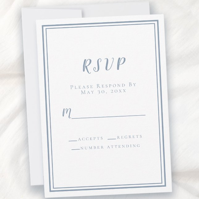 Bröllop OSA White & Dusty Blue Simple Minimalist (Wedding RSVP White & Dusty Blue Simple Minimalist)