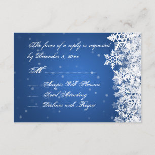 Bröllop OSA Winter Snöflingor Blue Sapphire Kort