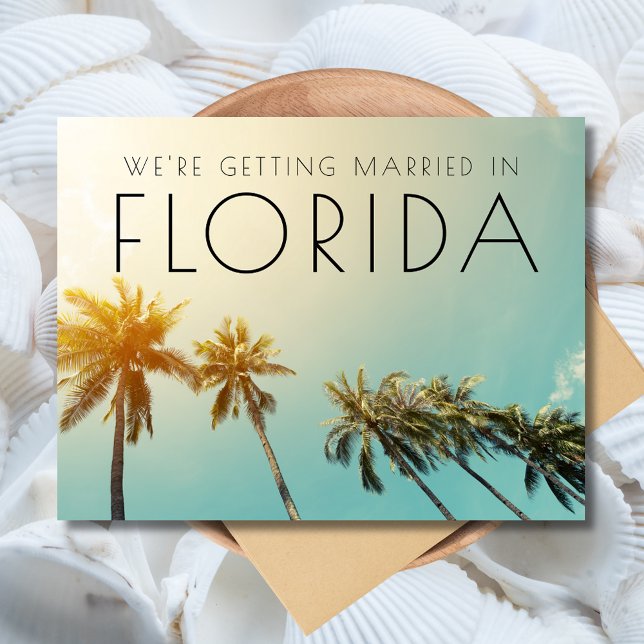 Bröllop på Budget Beach i Florida - Spara datumet Meddelande Vykort (Florida Budget Beach Wedding Save the Date)