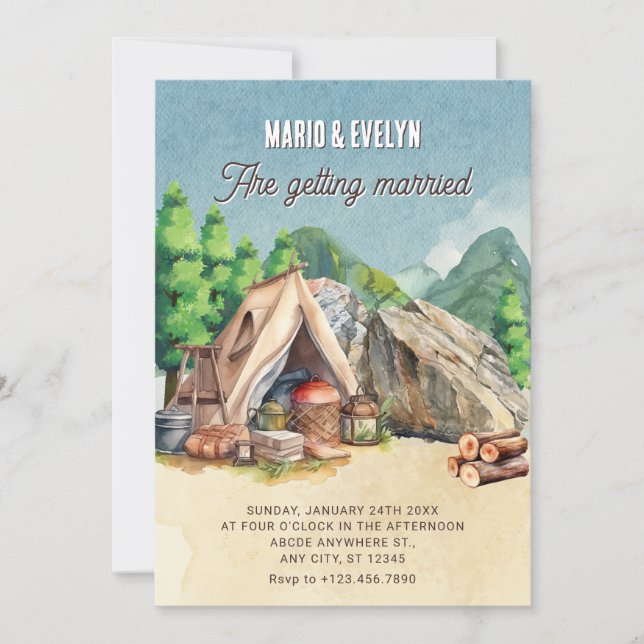 Bröllop på camping inbjudningar (Framsida)