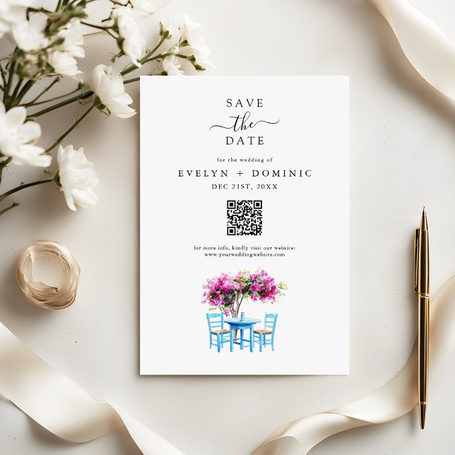 Bröllop på Destination Modern Bougainvillea QR-kod Spara Datumet (Skapare uppladdad)