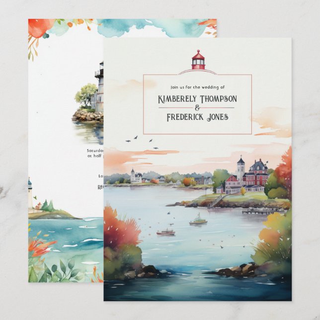 Bröllop på destinationen Newport, Rhode Island Inbjudningar (Fram/baksida)