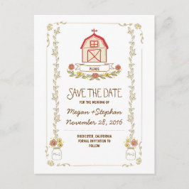 Bröllop på landet lantlig save the date vykort