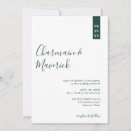 Bröllop på med minimalistisk Emerald Grönt Inbjudningar